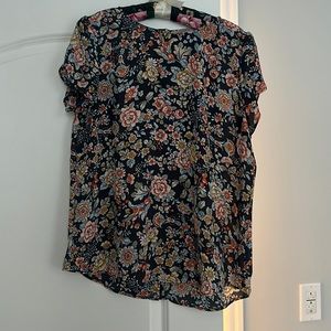LOFT Floral Short Sleeve Blouse